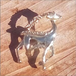 Vintage Gold Tone Goat Brooch Sculptural Ibex Pin 🐐